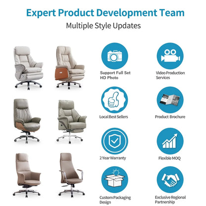 Modern Home Office Executive Chair with Linkage Armrests Relaxation Function Comfortable Workstation Chair