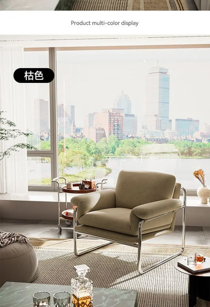Bauhaus Antique Style Stainless Steel Designer Sofa Chair Living Room Home Balcony Leisure Recliner Negotiation Chair