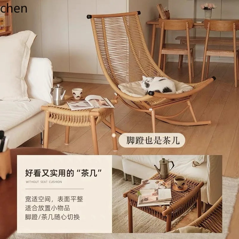 Hxl balcony rocking recliner casual outdoor rattan chair adult nap