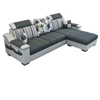 Modern Luxury Three-Seat Home Furniture L-Shape Love Sofa Set with Sponge Filling Fabric Design for Living Room Best Price