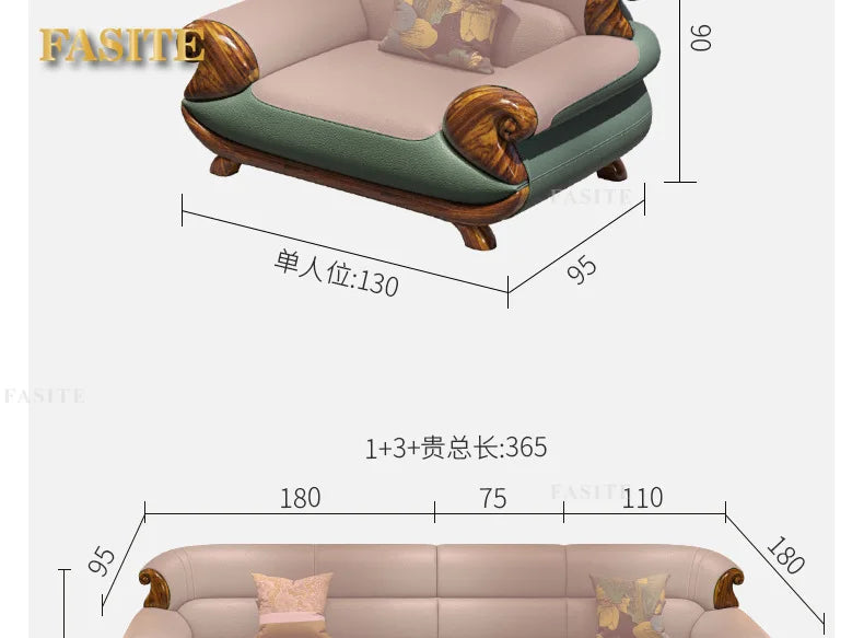 Leather sofa combination first layer cowhide modern new Chinese living room solid wood sofa furniture
