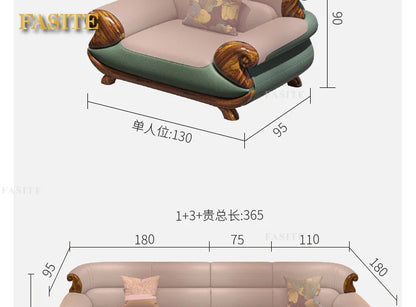 Leather sofa combination first layer cowhide modern new Chinese living room solid wood sofa furniture