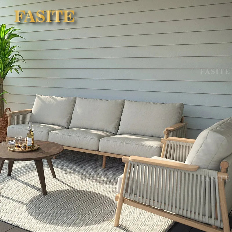 Outdoor sofa waterproof and sunscreen leisure rope weaving