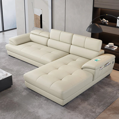 Nordic first-layer cowhide modern minimalist living room corner function minimalist full leather sofa