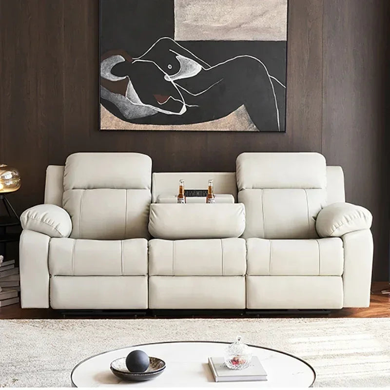ReclinerMassage Bed Electric Accent Chair Lounge Cheslong Leather Italian Furniture