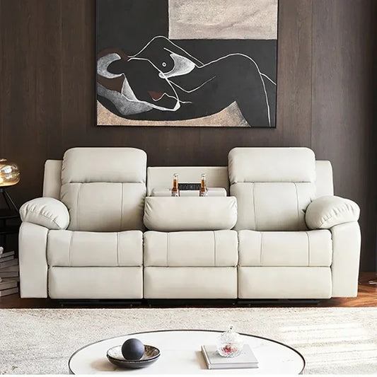 ReclinerMassage Bed Electric Accent Chair Lounge Cheslong Leather Italian Furniture