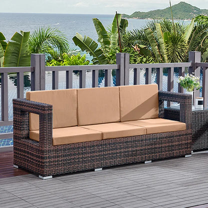 Outdoor courtyard, rattan sofa, booth, garden terrace, villa, rattan chair combination, leisure scenic spot, public place furnit