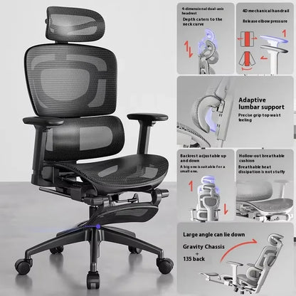 Ergonomic Office Chair with Lumbar Support Adjustable 3D Armrests Recline Tilt Function Mesh Seat for Home Office