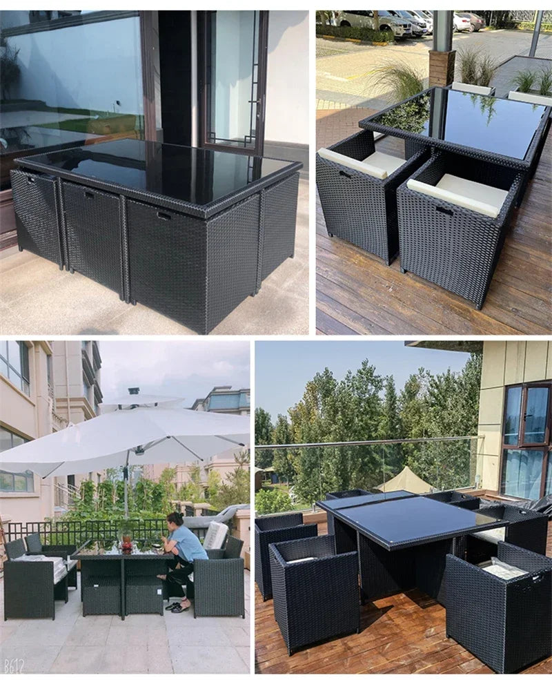 Outdoor Table Chairs Patio Rattan Furniture Set Italian Leisure Open-air Garden Furniture Sets Waterproof and Sun-proof Armchair