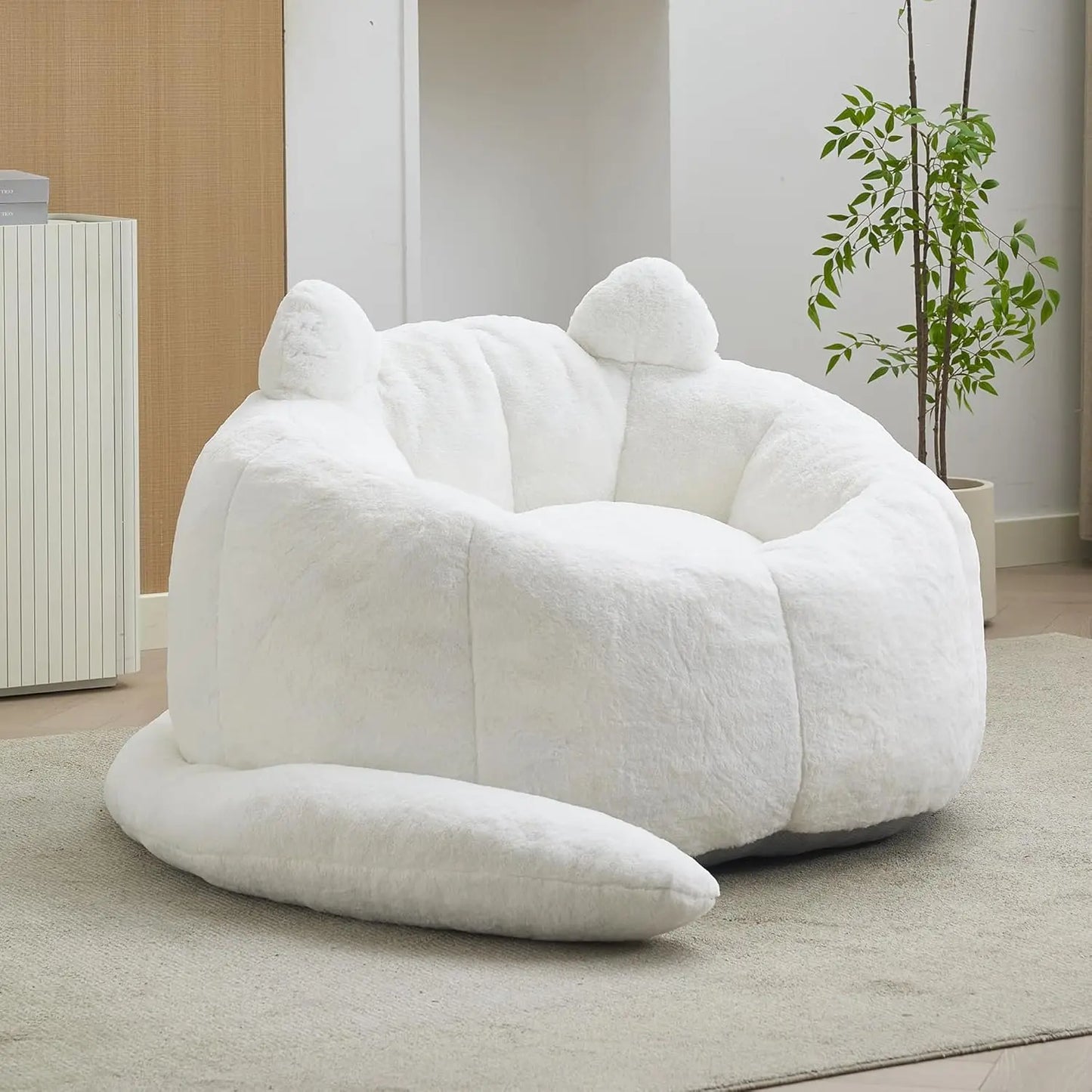 Bean Bag Chair for Adults, Floral Shaped Bean Bag Single Sofa, Ultra Soft Faux Fur Floor Sofa, Oversize Reading, Customized