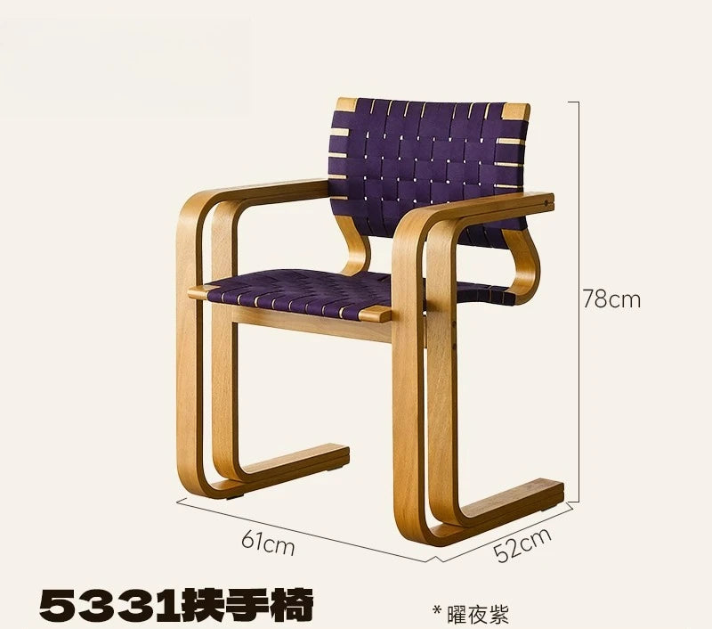 LTT Armchair Bauhaus Vintage French Solid Wood Dining Chair Medieval Back Chair