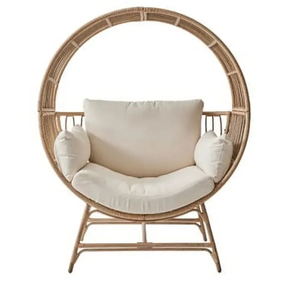 2025 New  Bellamy Round Wicker Outdoor Egg Chair, Beige