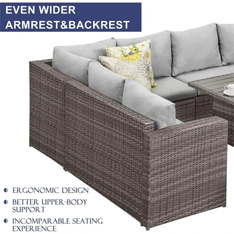 Sales Reasonable Price Plastic Material Outdoor Modern Patio Rattan Sofa Garden Furniture with Cushions