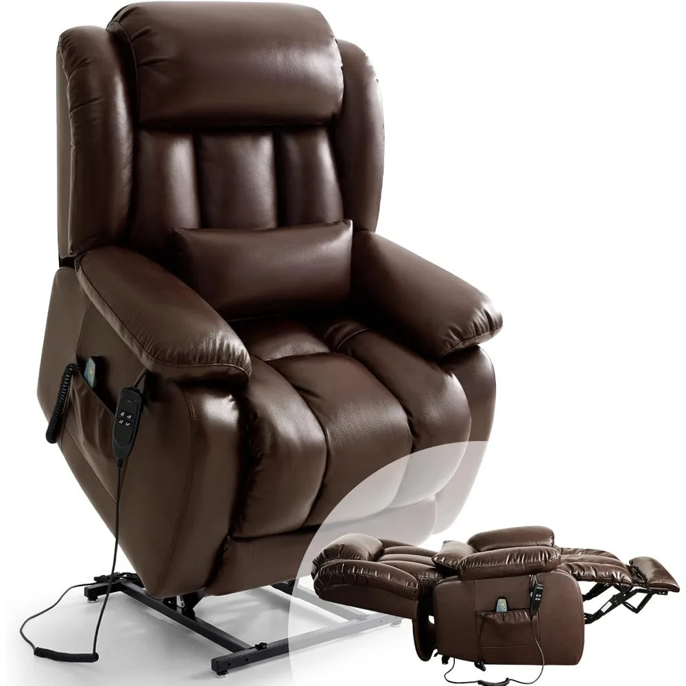Infinite Position Lay Flat Lift Recliner Chair for Adults, Dual Motor Power Lift Chair for Elderly with Massage & Heating,