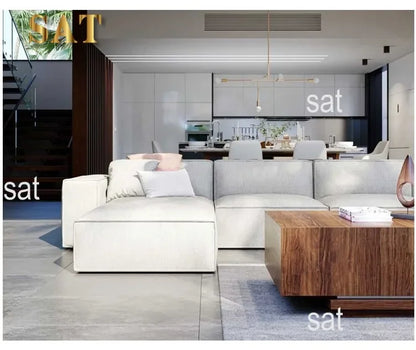 /Italian simple square multiperson combination sofa Nordic creative corner highend living room fabric sofa