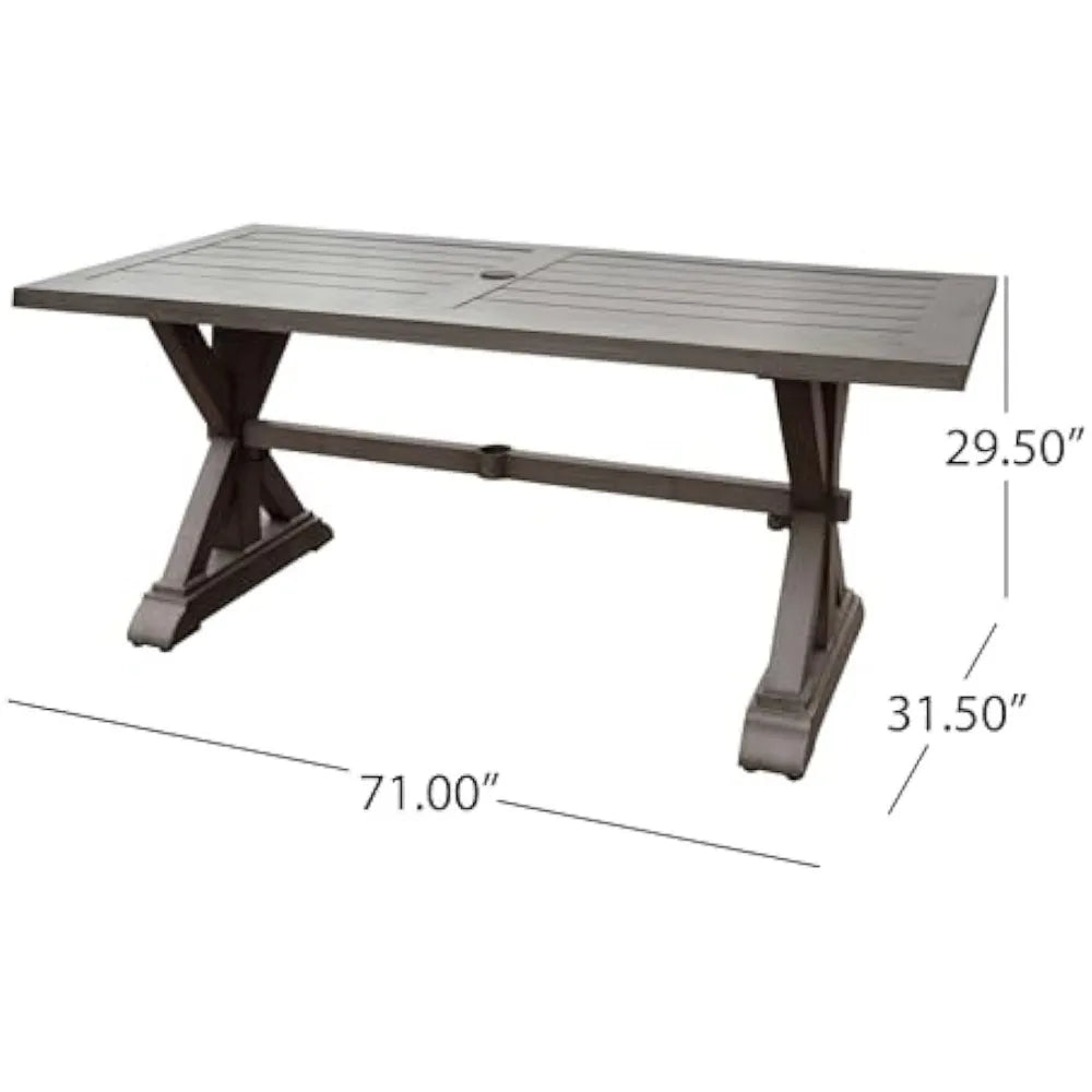 Beenle Modern Outdoor Aluminum Dining Table, Dark Gray