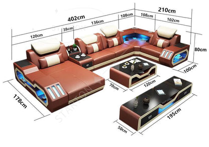 U-Shape Living Room Sofas Sets with Bluetooth Speaker High-end Villa Sofas Design Modularity Sofa for Living Room Furniture