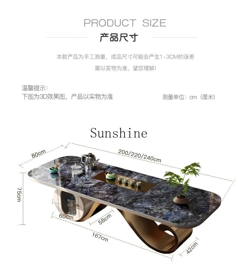 Light luxury rock slab table and chair combination modern minimalist design, creative high-end villa office tea table