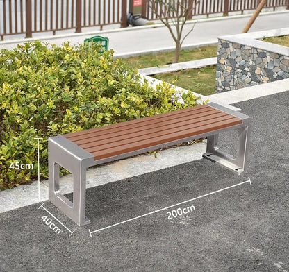 Dossier de jardin en fer forgé, banc de loisirs solide Anti-Corrosion, banc d'extérieur moderne en acier inoxydable, plastique et bois, Patio Park