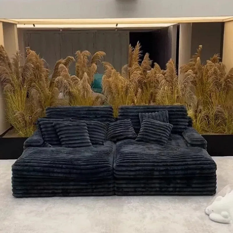 Nordic Sofabed Vacuum Compression Sofa Bed Modern Simple Lazy Sofa Bed  Thick Strip Velvet Large Sofa Bed Living Room Furniture
