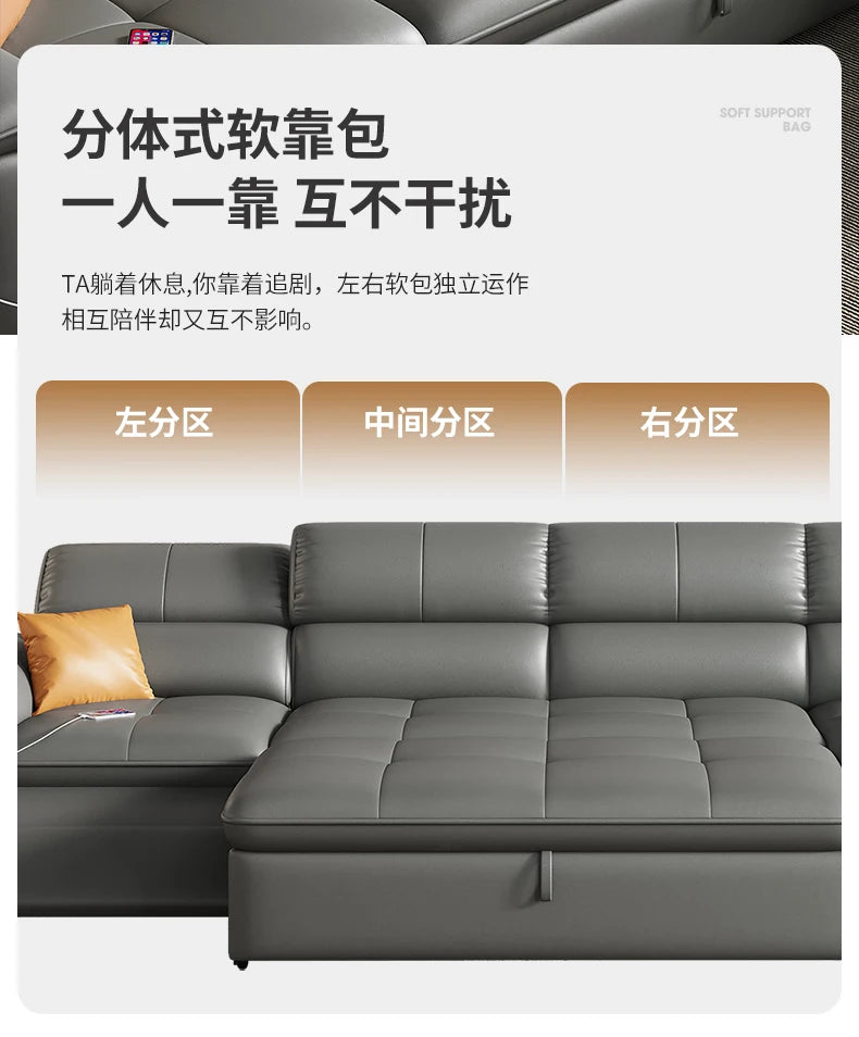 Designer Leather Sofa Living Room Ajustable Lounge Foldable Sofa Reclinable Modular Minimalist Woonkamer Banken Lounge Furniture