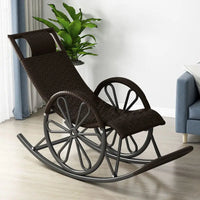 Hot Chair with Cushion and Floor Mat Ergonomic Wicker Recliner Lounge Chair for Patio Balcony Living Room