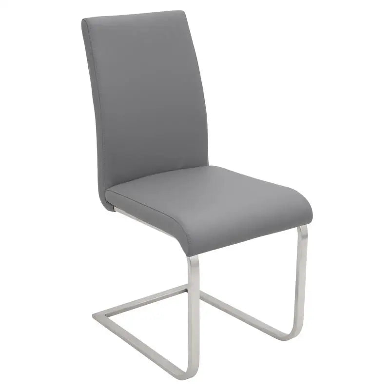 Set of 2 Grey Faux Leather Contemporary Dining Chairs