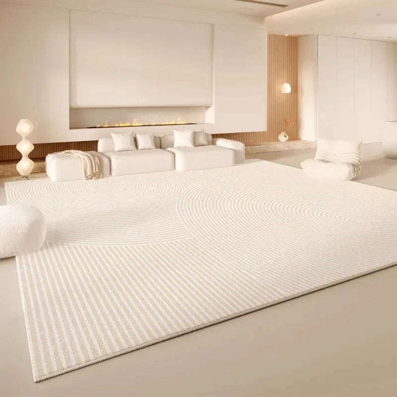 VIKAMA Minimalist Cream White Area Rug, Non-Slip Soft Living Room Carpet, Wabi-Sabi Style Floor Mat for Bedroom & Home Decor
