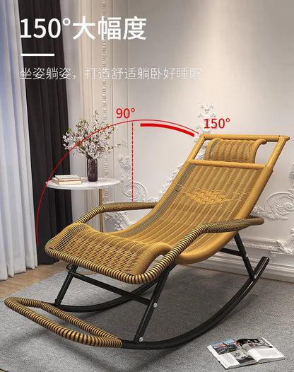 Rocking chair rattan chair adult nap recliner living room balcony lazy chair small rocking elderly leisure rocking