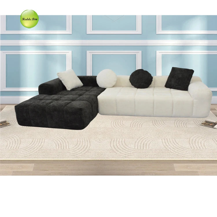 111.2" Modern L-Shaped Sectional Sofa,Modular Velvet Couch with Adjustable Configurations, Soft Melange Fabric,Comfortable