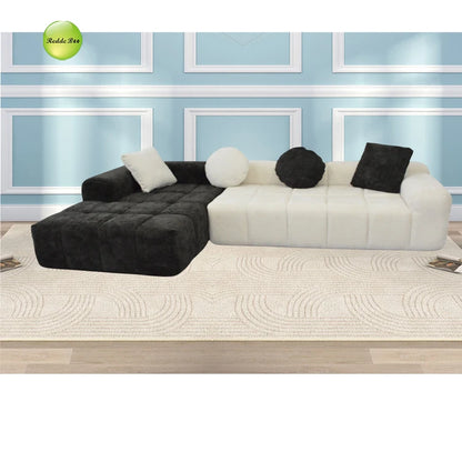111.2" Modern L-Shaped Sectional Sofa,Modular Velvet Couch with Adjustable Configurations, Soft Melange Fabric,Comfortable