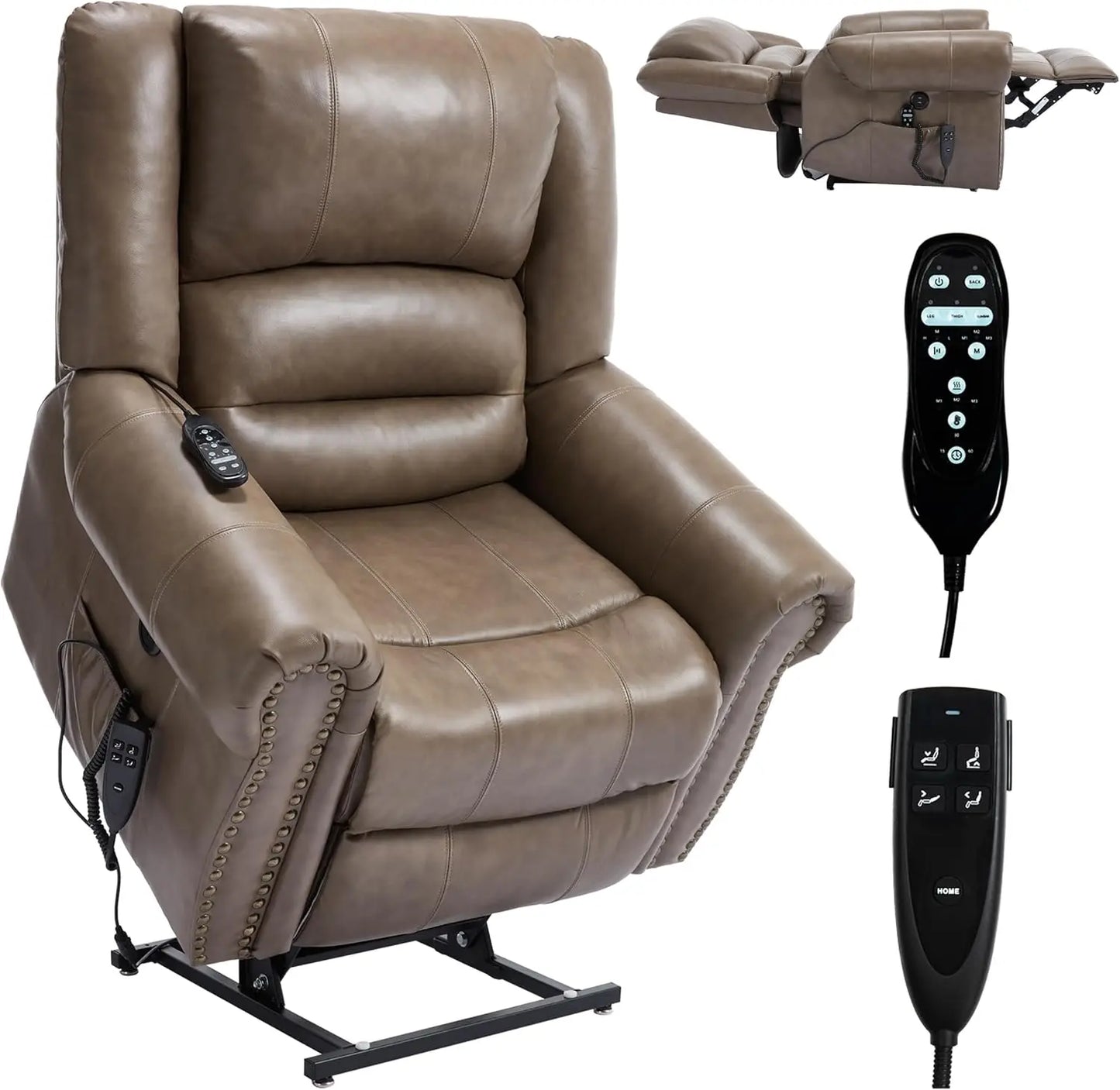Dual Motor Power Lift Chair, Lay Flat Recliner Chair, Electric Recliner with Massage and Heat for Elderly, Remote Control, Infin