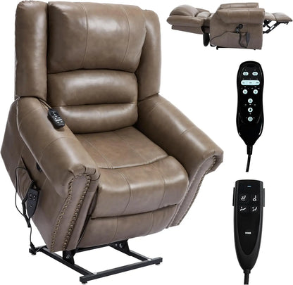 Dual Motor Power Lift Chair, Lay Flat Recliner Chair, Electric Recliner with Massage and Heat for Elderly, Remote Control, Infin