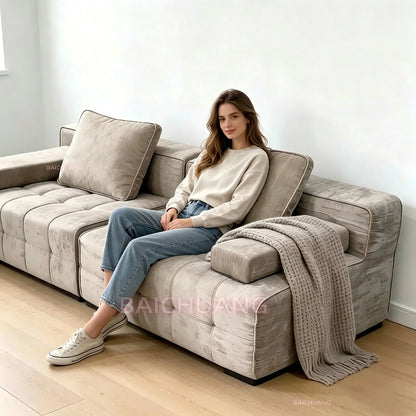 Vacuum Compressed Sofa Living Room Decoration Armchairs Fabric Sponge Sofa Lazy Modern Lounge Boneless Couch Hotel Furniture