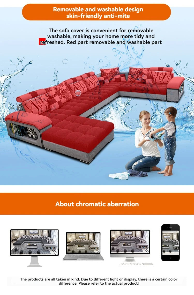 Sectional Couches for Living Room with Smart Bluetooth Speaker Charging Sectional Sofa Set with Chaise L-Shape Sectional Couch