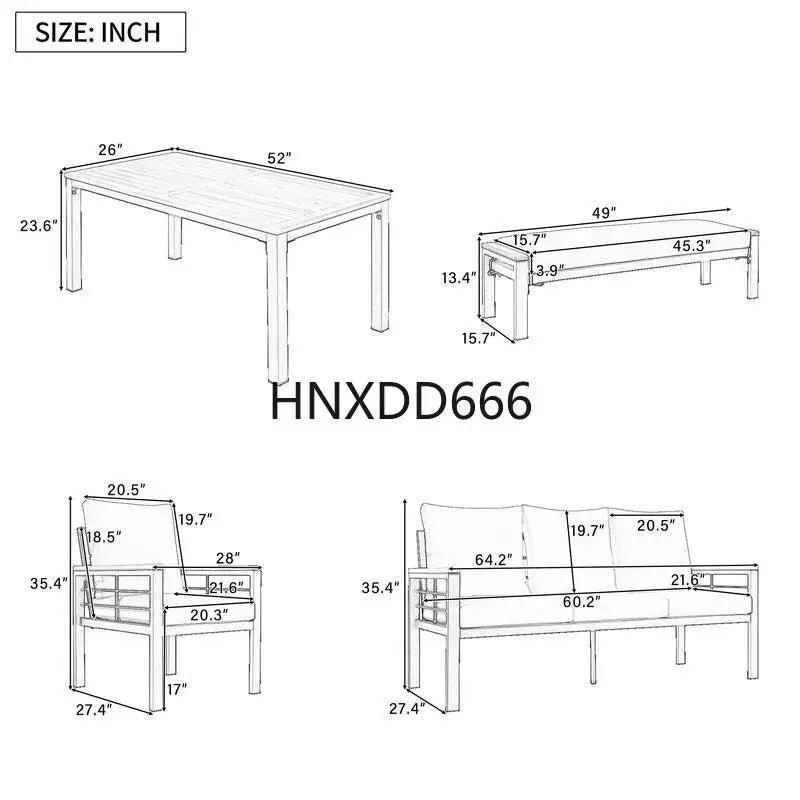 5-Piece Outdoor Furniture Set, 3-Seat Sofa, Patio Conversation Set with Cushions for Backyard, Poolside, Garden, Black with