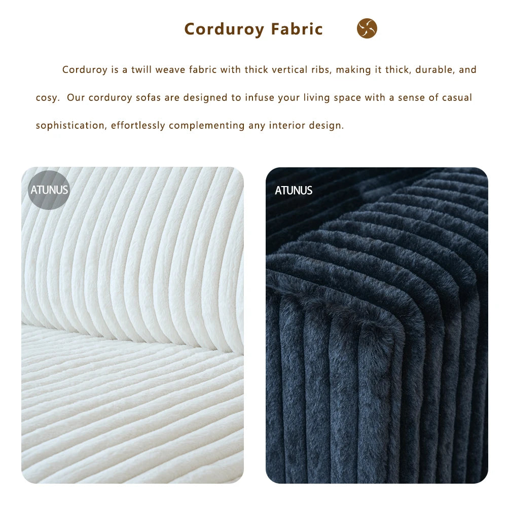 ATUNUS USA in Stock Drop Shipping Cloud Sofa Living Room Furniture Black Corduroy Modular Sectional Couch Sofa Set