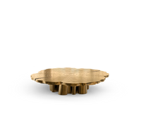 xz1Italian light luxury round coffee table high-end villa living room stainless steel heterosexual etching high and low combinat