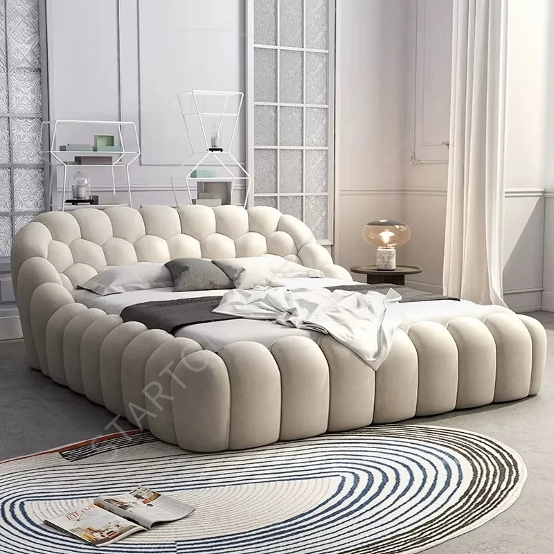 Bubble Beds Bedroom Furniture Sets Female Upholstered Cream Wind French Floor Bed Korean Princess Home King Queen Size Bed