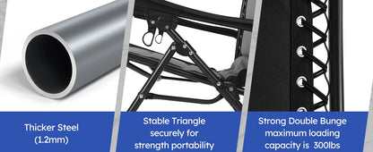 Oversized Padded Zero Gravity Lounge Chair, Foldable Patio Anti Gravity Reclining Chairs Folding Lawn Recliner Support 350 LBS