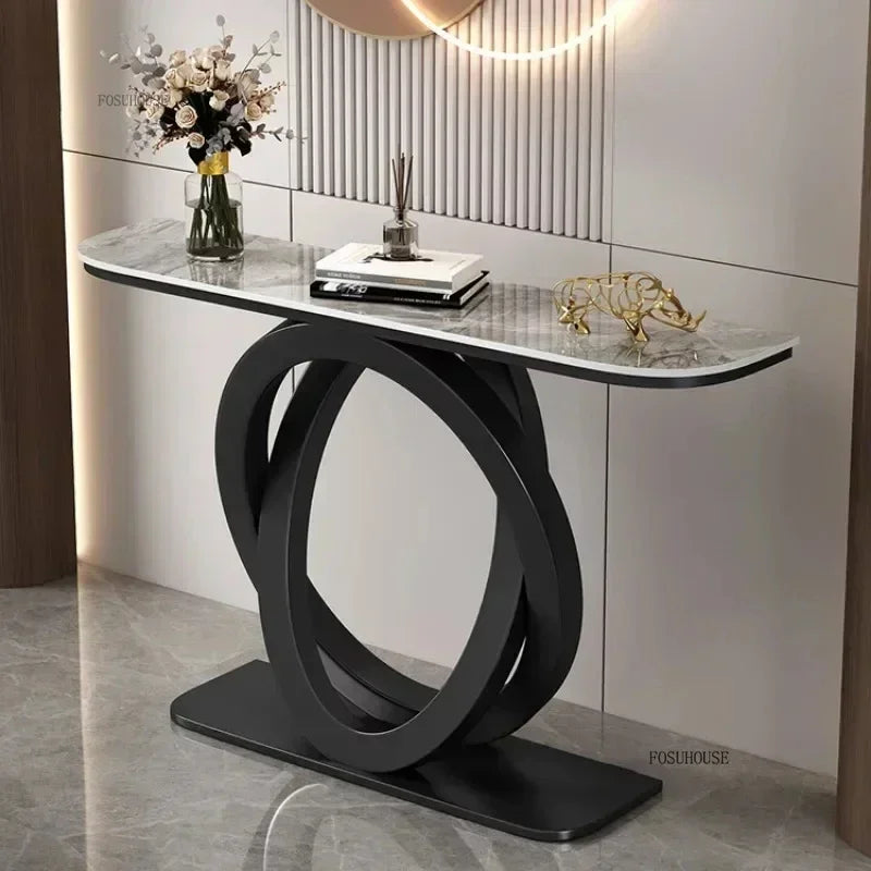 Luxury Iron Console Table Italian Semi-circular Entrance Cabinet Tables Home Furniture Creative Corridor Entryway Table