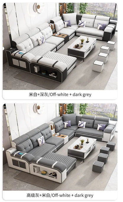 custom. [1856 People Collected] Simple Modern Large and Small Apartment Removable Fabric Sofa Set U-shaped Sofa Living Room Wash