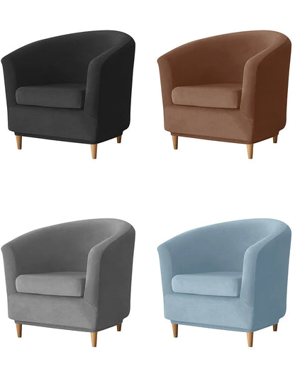 2pc/set Plush Club Chair Slipcover Stretch Elastic Chair Covers Solid Color Tub Chair Slipcovers Spandex Armchair Sofa Cover