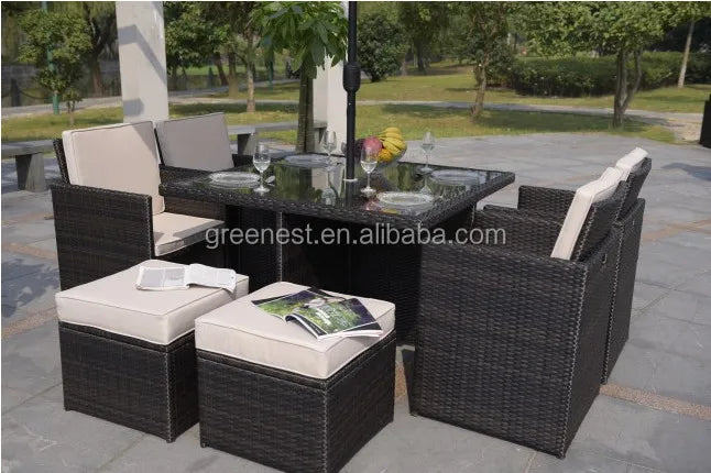 2022 Cheap Outdoor Rattan Dining Room Set Garden Space Saving Furniture