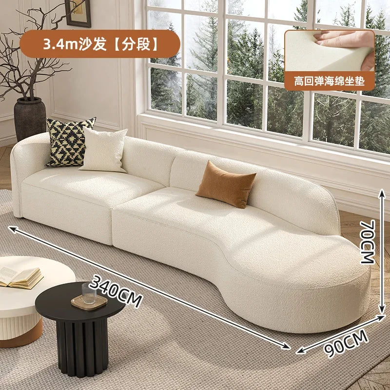 Modern Relaxing Curved Reception Cream Aesthetics Simple Living Room Sofa Minimalist Rest Light Luxury Muebles Home Furniture