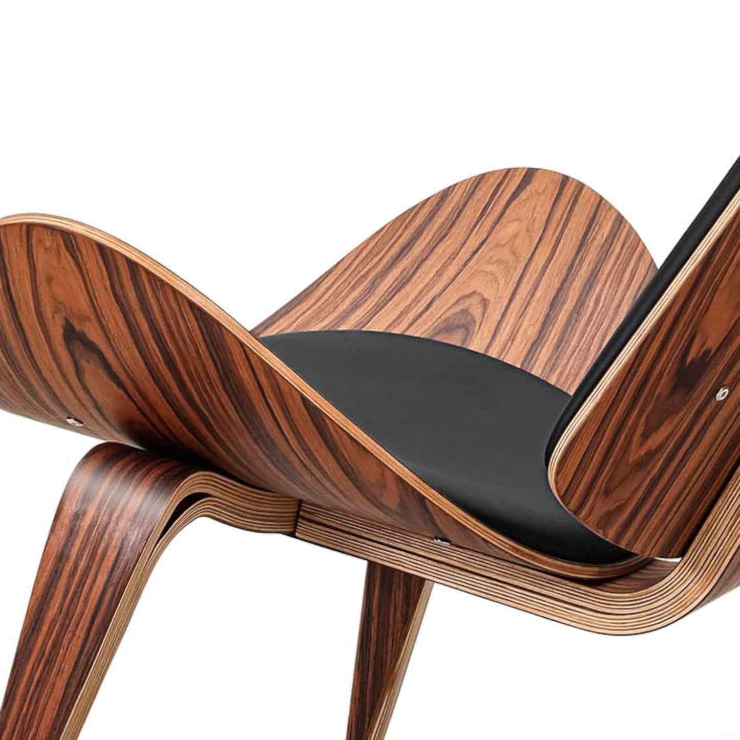 Three-Legged Shell Chair Black Walnut Fabric Upholstery Modern Lounge Chair Dining Chairs For Living Room Bedroom Furniture
