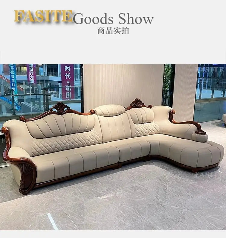 European leather sofa first floor living room villa luxury ebony small apartment
