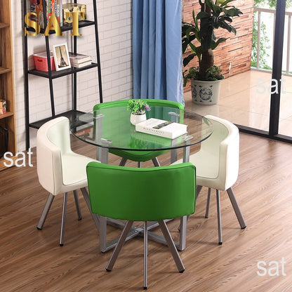 Modern Dining Table and Chair Set Modern Restaurant Home Dining Room Dinning Table Glass Top Round Dining Table Set