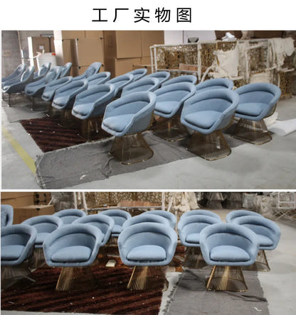 High-end stainless steel dining chair single sofa chair designer home living room wrought iron balcony