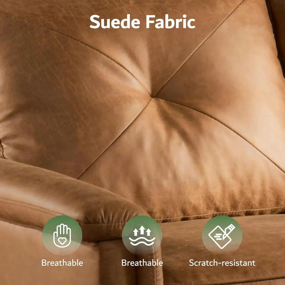Luxury 3 Seater Sofa with Faux Leather,Mid-Century Modern Couch with Comfortable Armrest,Comfy Couches with Deep Seat,Small Sof